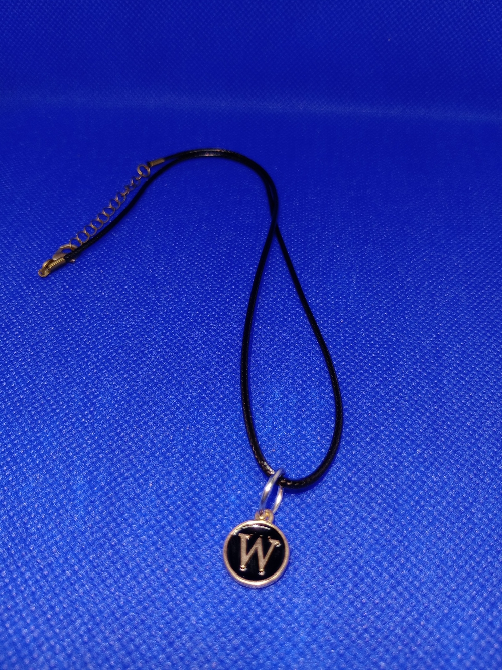 Black Initial 'W' Pendant Necklace - Women Jewelry